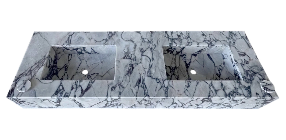 Calacatta Viola Marble Bathroom Double Sink Vanity (W)22" (L)67" (H)8"