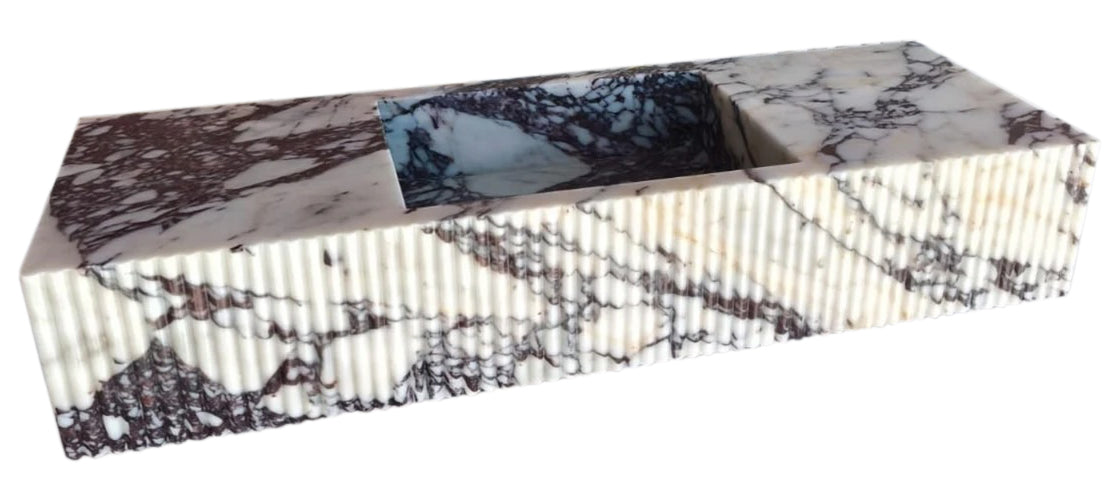 Calcatta Viola Marble Wall-mount Bathroom Vanity Sink Fluted Front (W)20" (L)56"