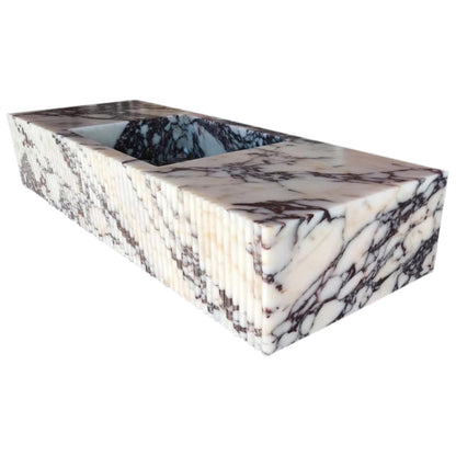 Calcatta Viola Marble Wall-mount Bathroom Vanity Sink Fluted Front (W)20" (L)56"