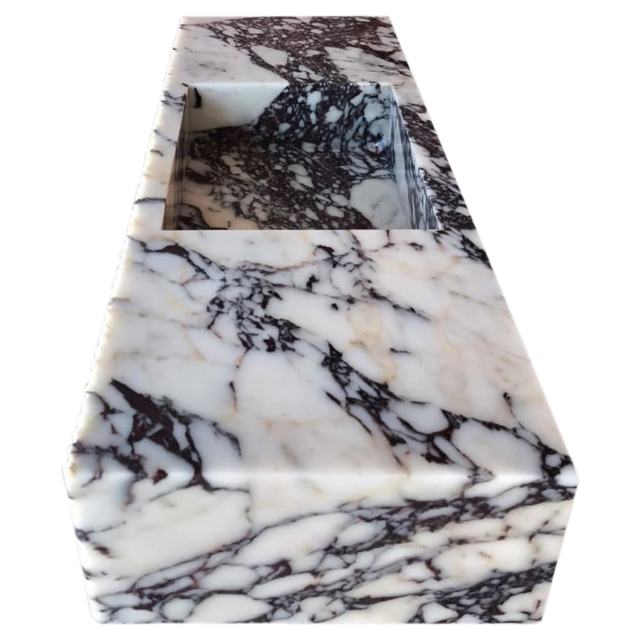 Calcatta Viola Marble Wall-mount Bathroom Vanity Sink Fluted Front (W)20" (L)56"