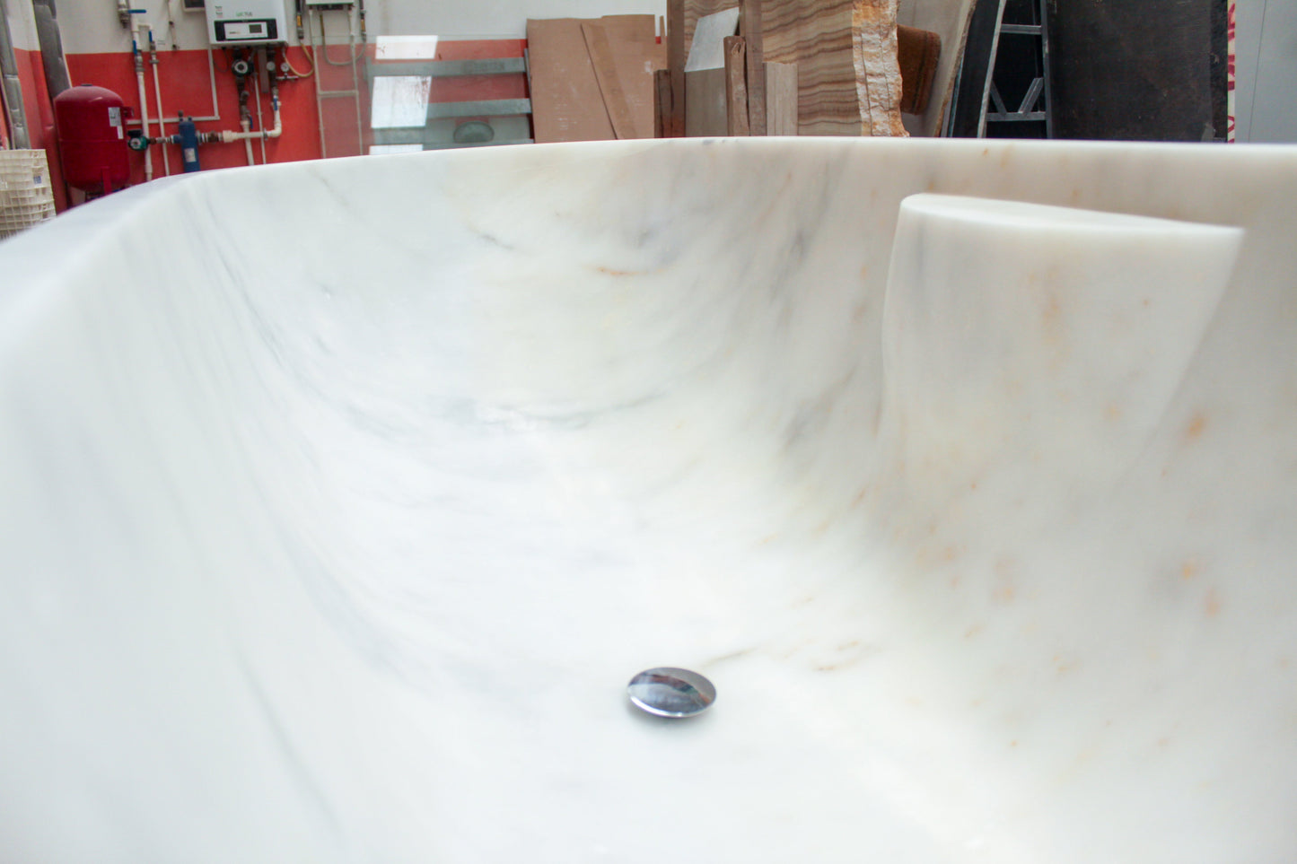 Bianco Carrara White Marble Bathtub Hand-carved from Solid Marble Block (W)30" (L)70" (H)20"