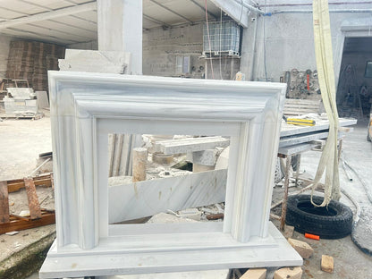 Carrara White Marble Hand-carved Fireplace Mantel Polished (W)14" (L)67" (H)69"