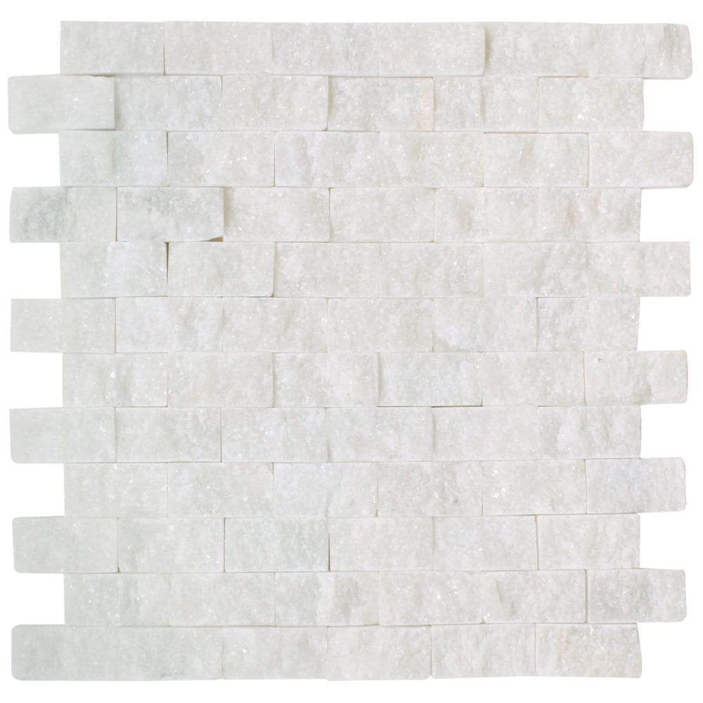 Carrara White Marble Split Face Brick Mosaic Wall Tile - Livfloors Collection