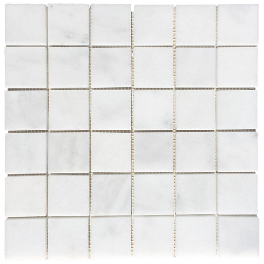 Carrara White Marble Polished Mosaic Floor and Wall Tile - Livfloors Collection