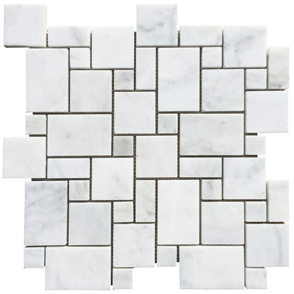 Carrara White Mini Versailles Pattern Mosaic Floor and Wall Tile - Livfloors Collection