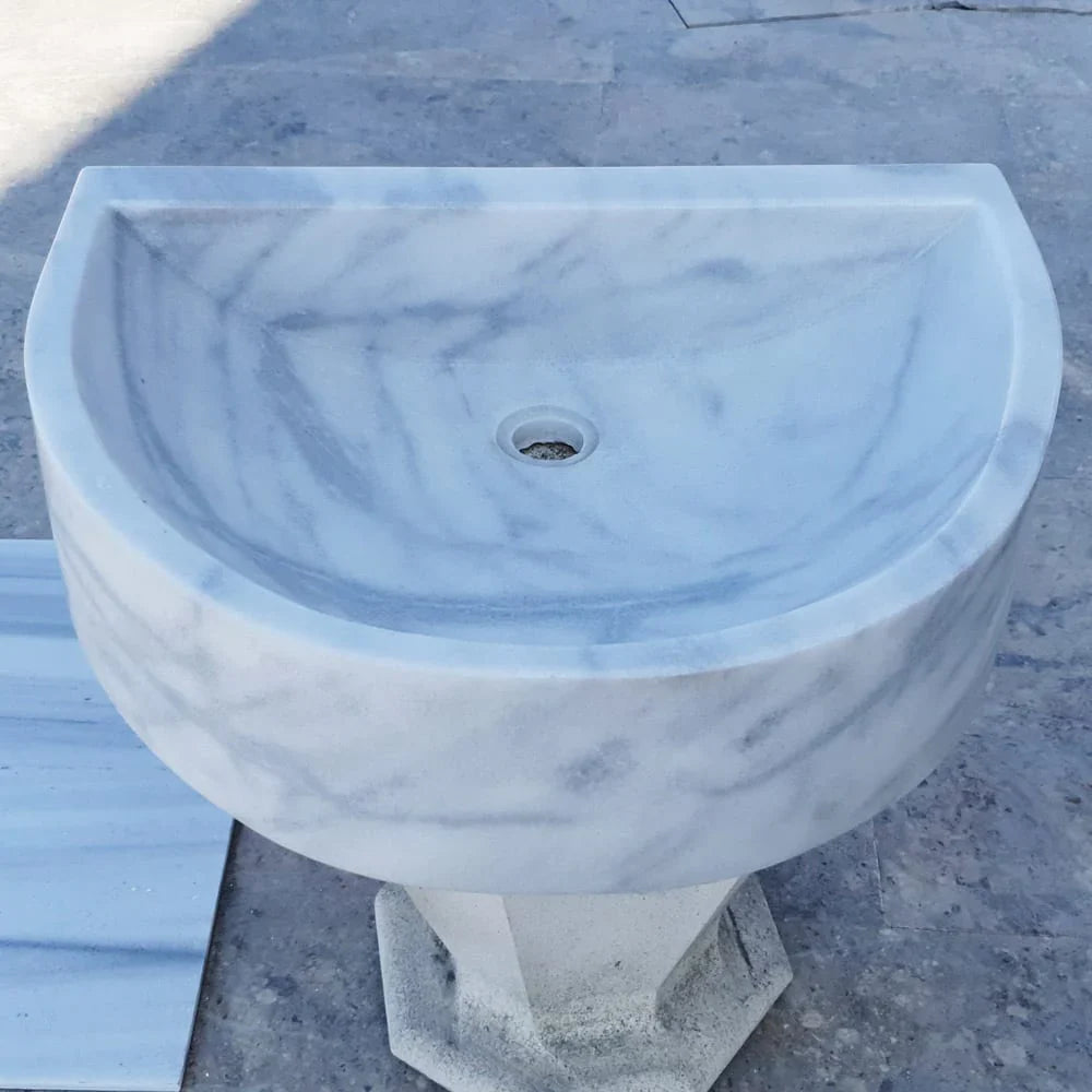 Natural Stone Carrara White Marble Wall-Mount Bathroom Marble Sink