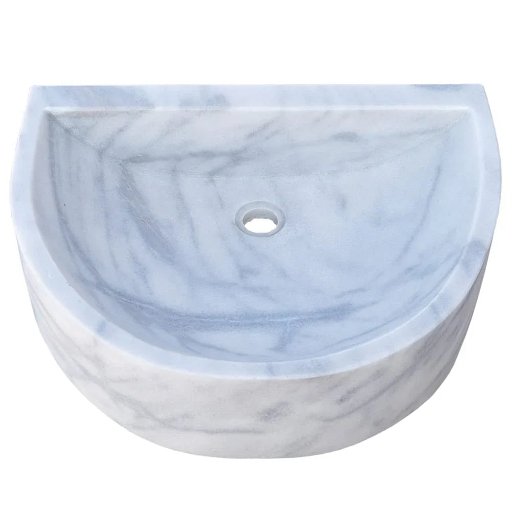 Natural Stone Carrara White Marble Wall-Mount Bathroom Marble Sink