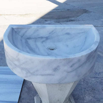 Natural Stone Carrara White Marble Wall-Mount Bathroom Marble Sink