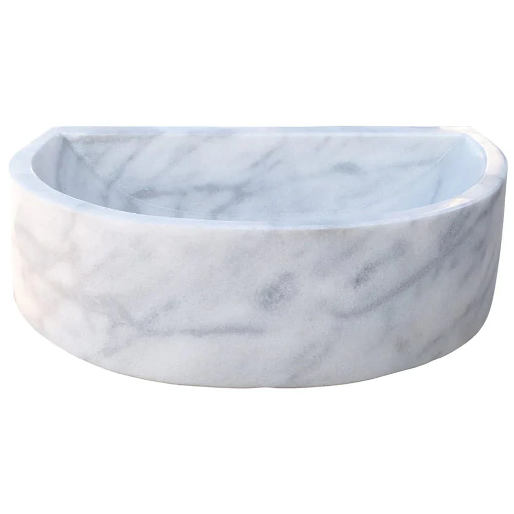 Natural Stone Carrara White Marble Wall-Mount Bathroom Marble Sink
