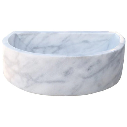 Natural Stone Carrara White Marble Wall-Mount Bathroom Marble Sink