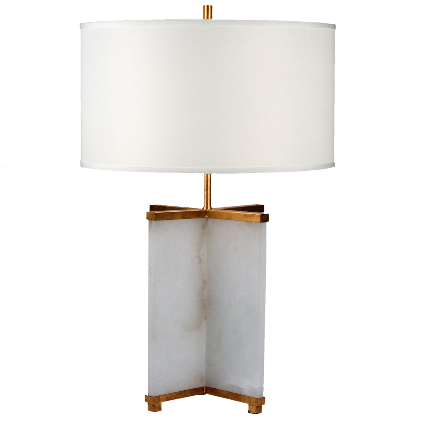 Crete Table Lamp Decorative lamp with a white shade and marble base on a white background