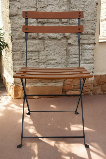 DemarForge Folding Chair 5508 - Stackable - European Chestnut Wood Clear Coated Slats (Set of 2)