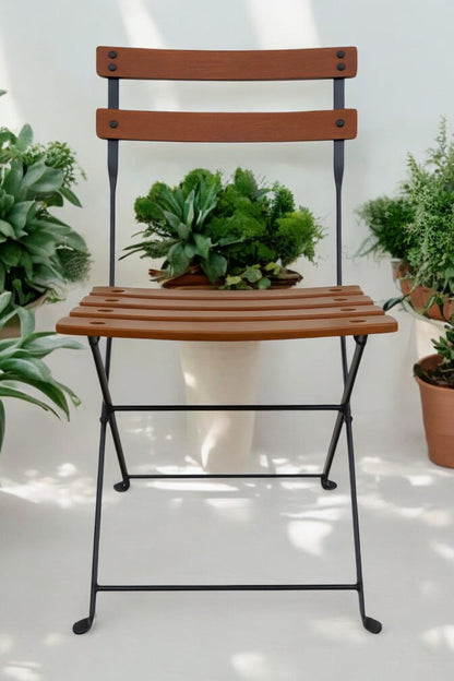 DemarForge Folding Chair 5508 - Stackable - European Chestnut Wood Clear Coated Slats (Set of 2)