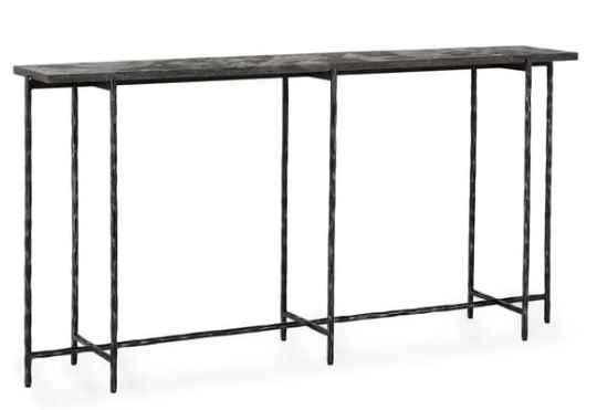 Echo Console 60" Table Hammered Metal Blue Stone by Classic Home