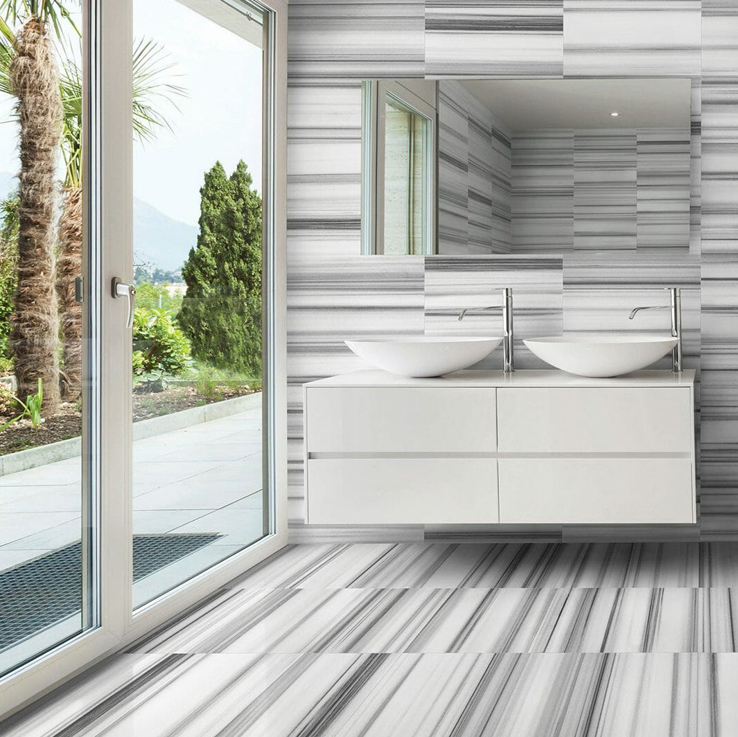 Equator White Marble Floor and Wall Tile - Livfloors Collection