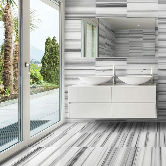 Equator White Marble Floor and Wall Tile - Livfloors Collection