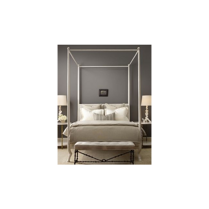 Bedroom with a canopy bed and gray walls