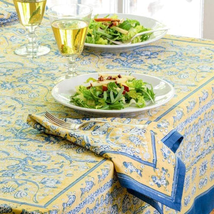 French Tablecloth La Mer Blue & Yellow