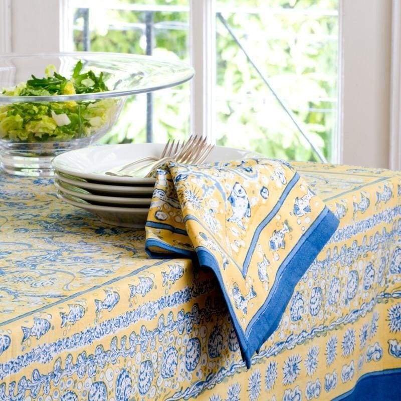 French Tablecloth La Mer Blue & Yellow