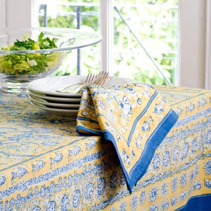 French Tablecloth La Mer Blue & Yellow