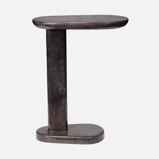 Adam Charcoal Gloss Vellum Leather / Brass Metal 18"L x 10"W x 24"H