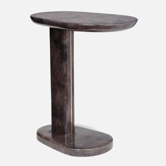 Adam Charcoal Gloss Vellum Leather / Brass Metal 22"L x 14"W x 24"H