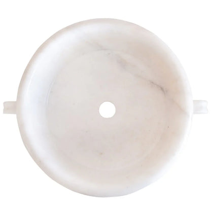 Calacatta White Marble Vessel Saucepan Shape Above Vanity Bathroom Sink (D)17" (H)6"