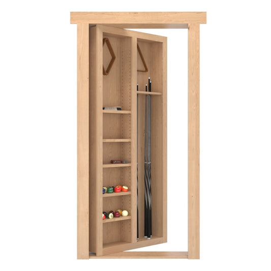 Hidden Flush Mount Knotty Alder Pool Cue Door