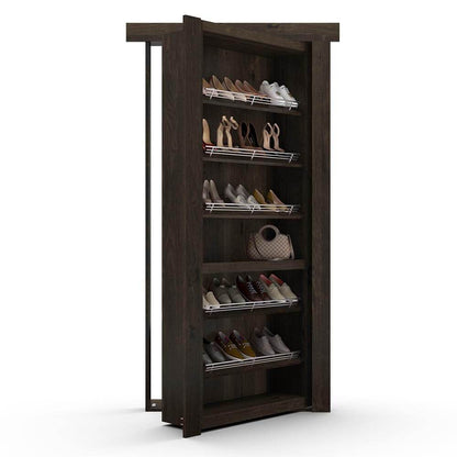 Hidden Flush Mount Knotty Alder Shoe Rack Door