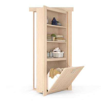 Hidden Flush Mount Maple Hamper Door