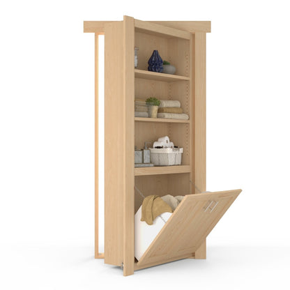 Hidden Flush Mount Maple Hamper Door
