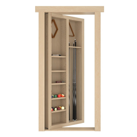 Hidden Flush Mount Maple Pool Cue Door