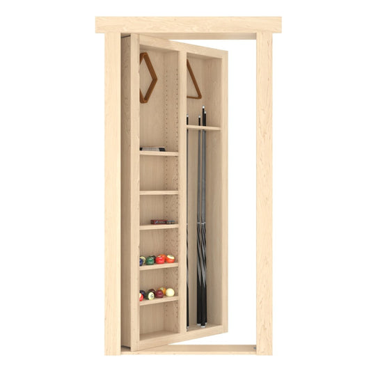 Hidden Flush Mount Maple Pool Cue Door