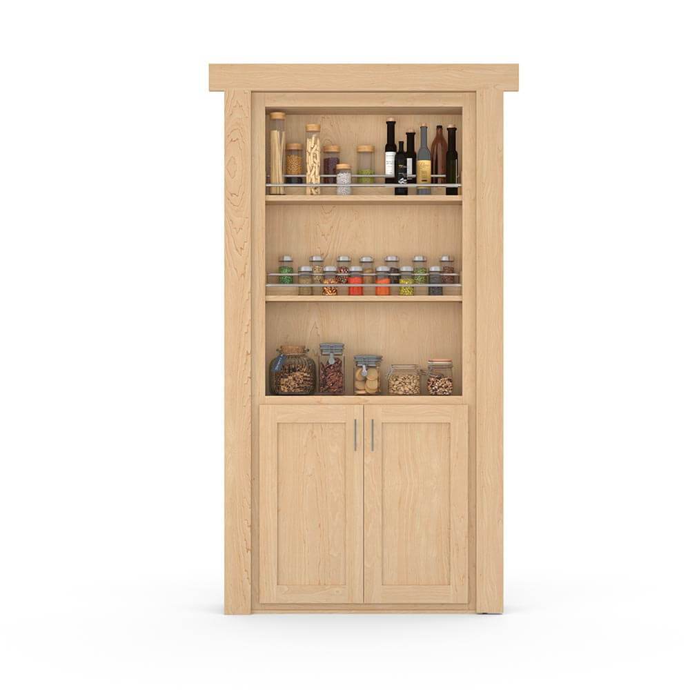 Hidden Flush Mount Maple Spice Rack Door