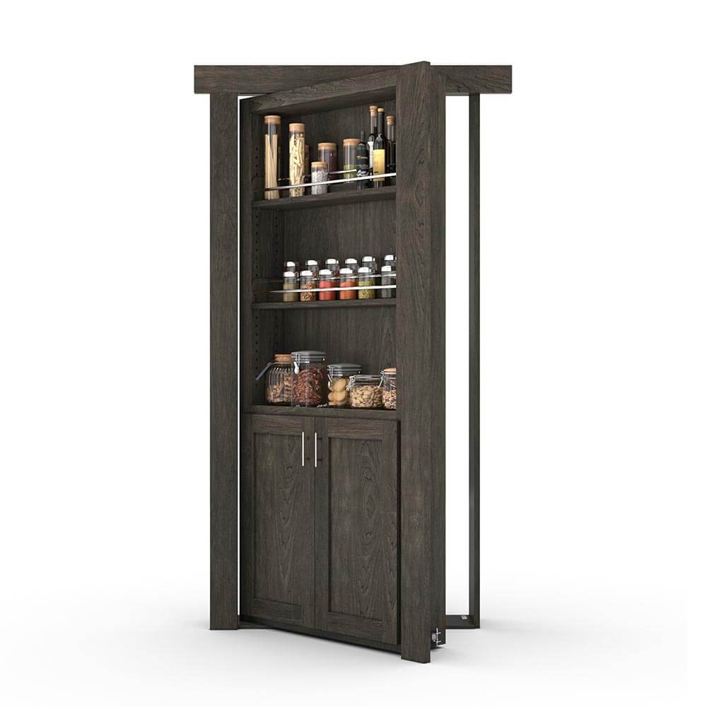 Hidden Flush Mount Maple Spice Rack Door