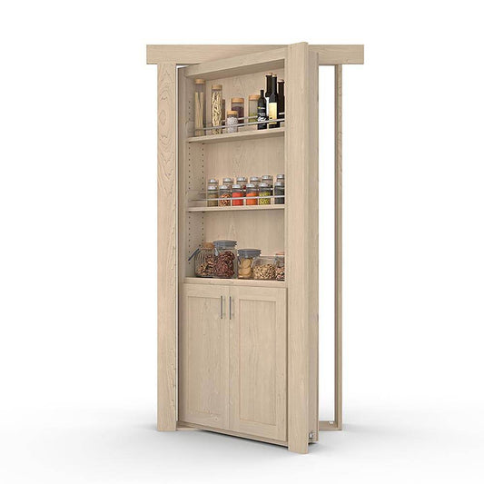Hidden Flush Mount Maple Spice Rack Door
