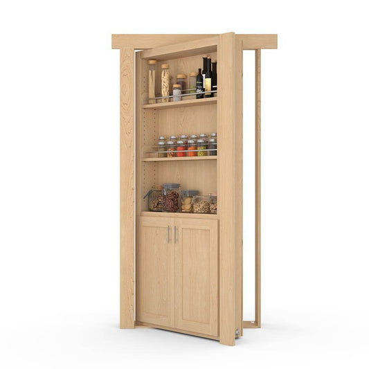 Hidden Flush Mount Maple Spice Rack Door