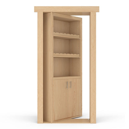 Hidden Flush Mount Maple Wine Rack Door