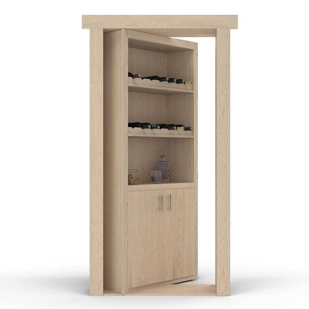 Hidden Flush Mount Maple Wine Rack Door