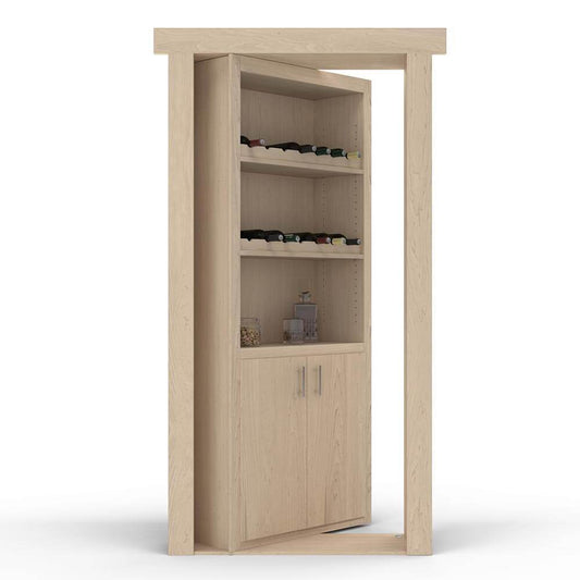 Hidden Flush Mount Maple Wine Rack Door