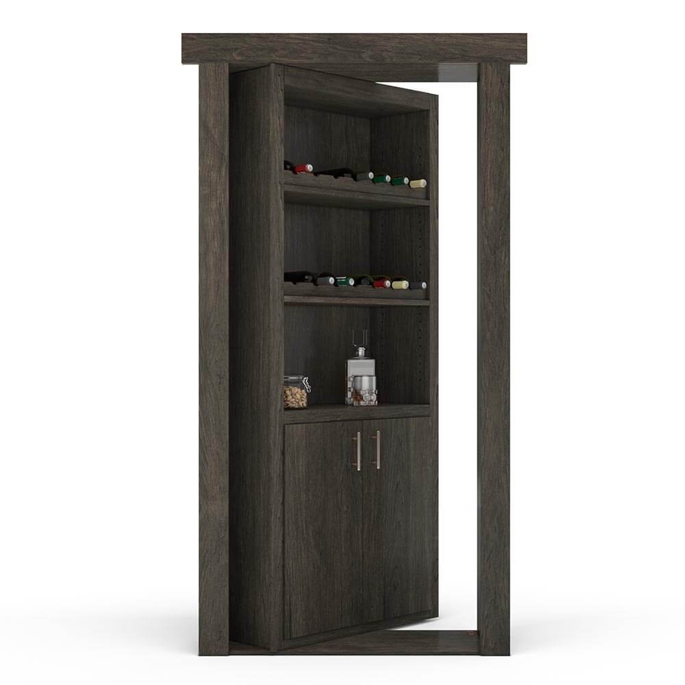 Hidden Flush Mount Maple Wine Rack Door