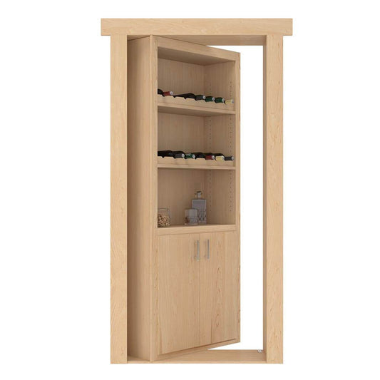 Hidden Flush Mount Maple Wine Rack Door
