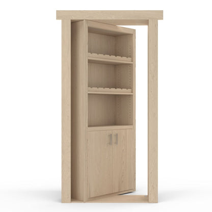 Hidden Flush Mount Maple Wine Rack Door