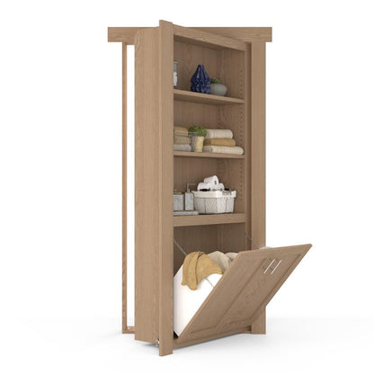 Hidden Flush Mount Oak Hamper Door