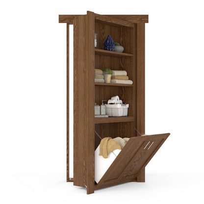 Hidden Flush Mount Oak Hamper Door
