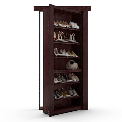 Hidden Flush Mount Oak Shoe Rack Door