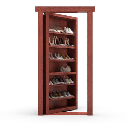 Hidden Flush Mount Oak Shoe Rack Door