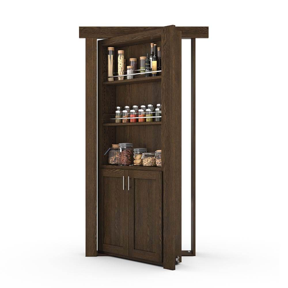 Hidden Flush Mount Oak Spice Rack Door