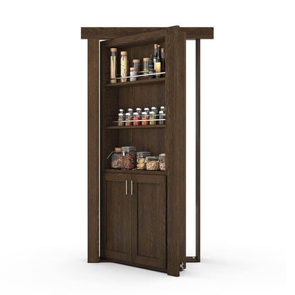 Hidden Flush Mount Oak Spice Rack Door