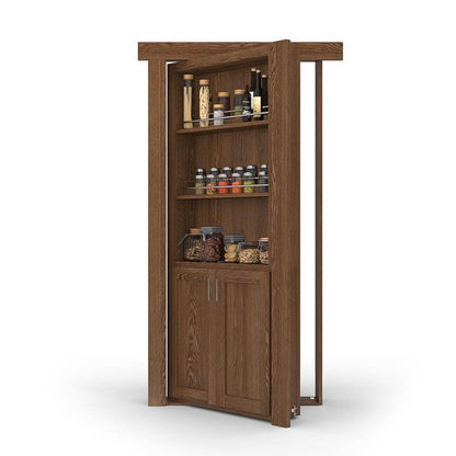 Hidden Flush Mount Oak Spice Rack Door